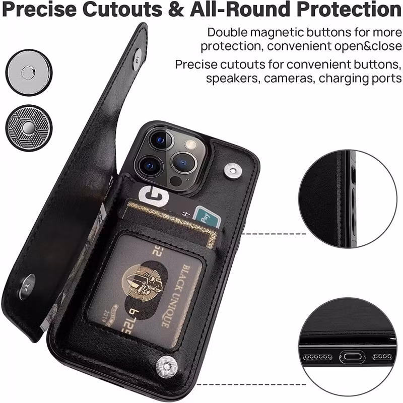 iPhone 14 Pro Max - Läderskal med kortfack Nordic® Svart