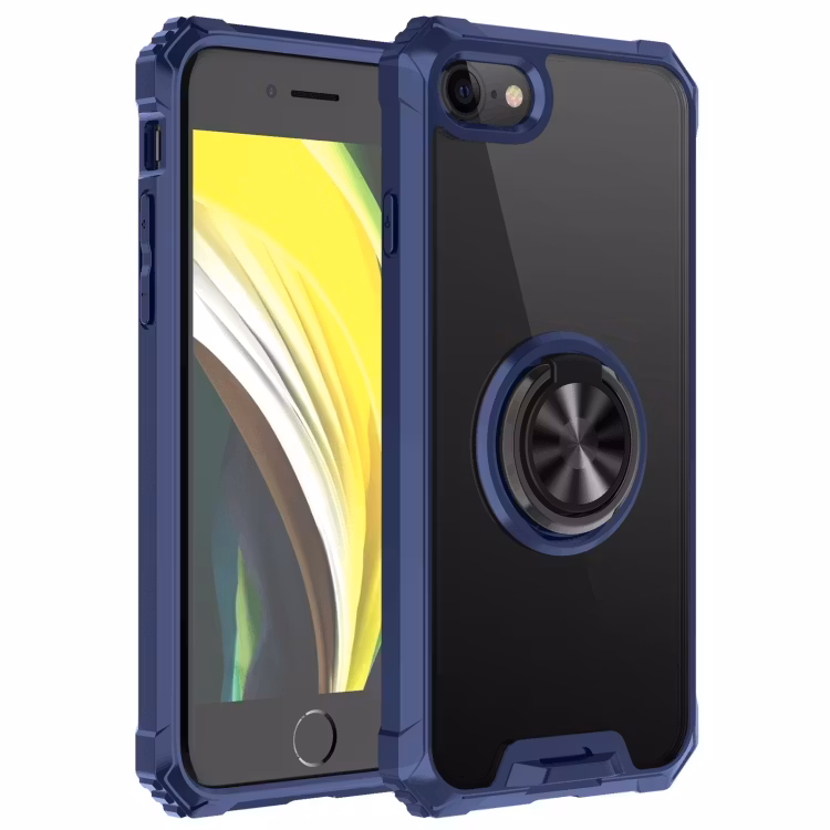 iPhone 7/8/SE - Stöttåligt Skal med Magnetisk ring Extra Förstärkt Blå