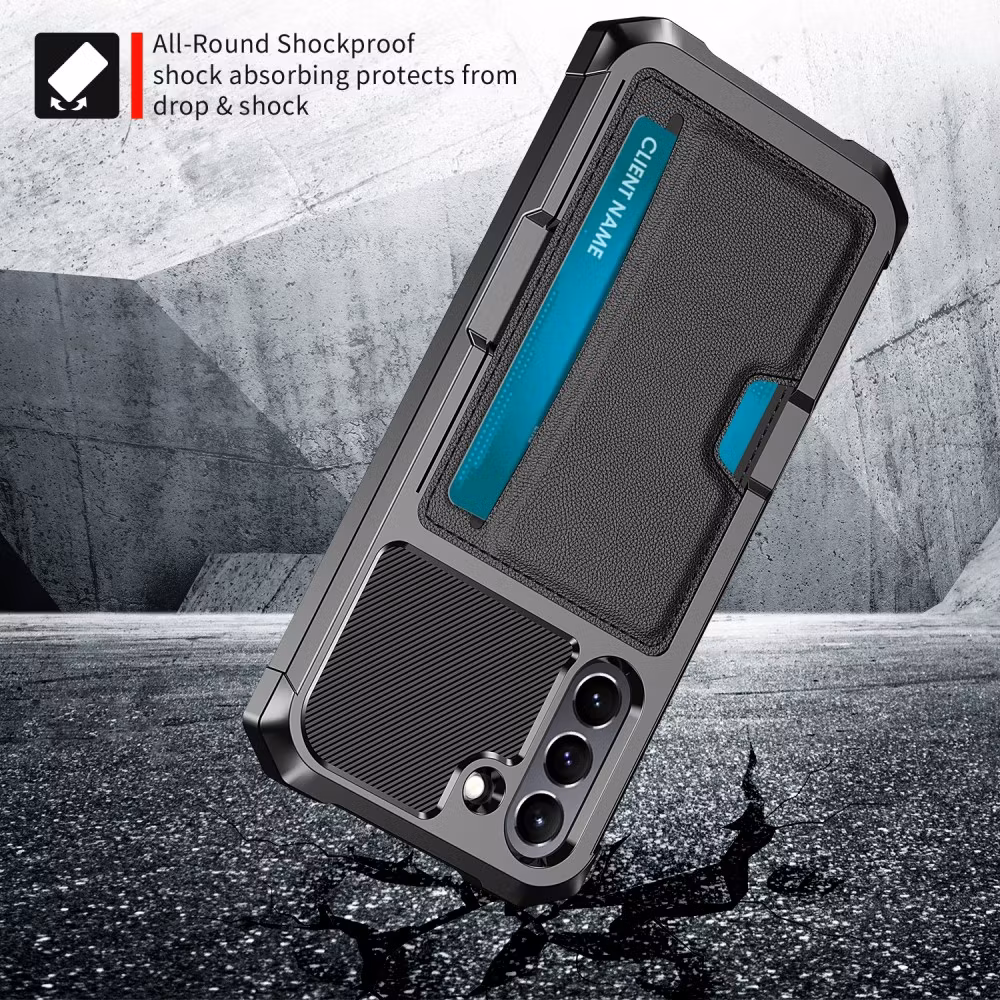 Samsung S21 FE - Stöttåligt Skal Kortfack Solid® Svart