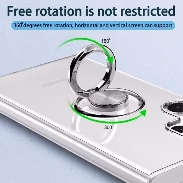 Samsung S23 Ultra - Transparent Skal Ringhållare Solid® Stöttåligt