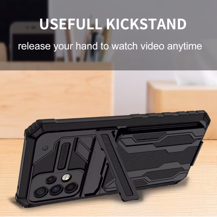 Samsung A52/A52s - Stöttåligt Hybrid Skal Kortfack Svart