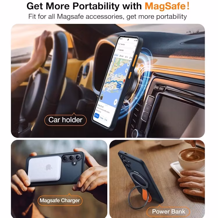 Samsung S23 - Skal MagSafe Stötdämpande Frostad Matt Svart