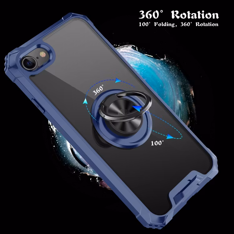 iPhone 7/8/SE - Stöttåligt Skal med Magnetisk ring Extra Förstärkt Blå