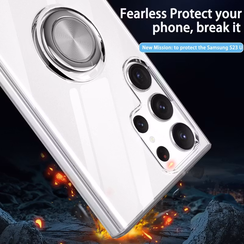 Samsung S23 Ultra - Transparent Skal Ringhållare Solid® Stöttåligt