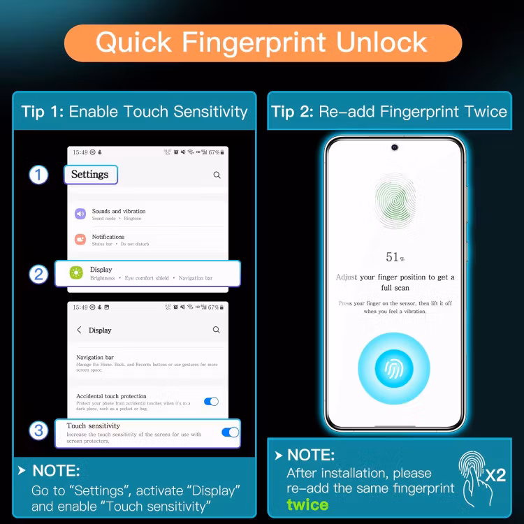 Samsung S23 - (2-Pack) Premium Skärmskydd med Installationsram