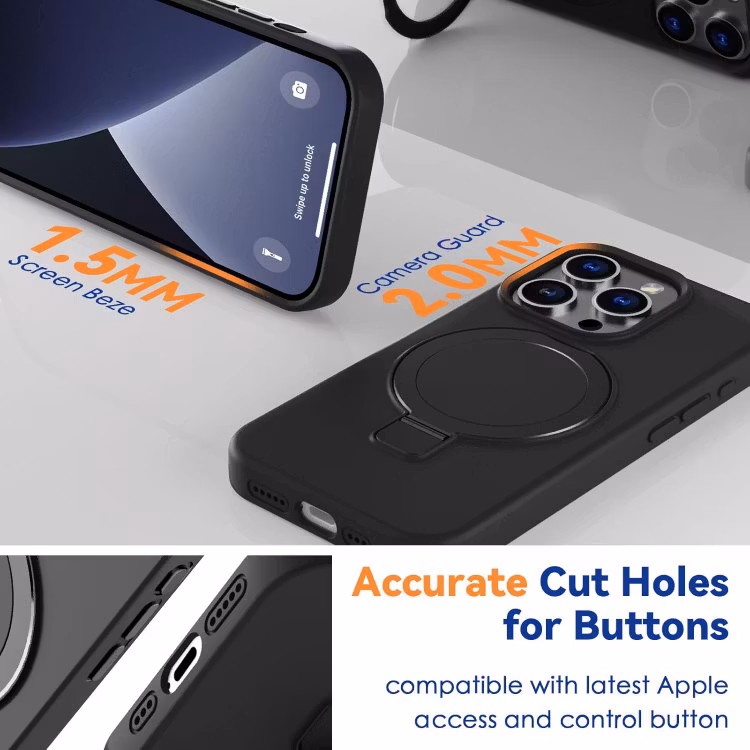 iPhone 12/12 Pro - Magsafe Silikon Skal Kickstand Svart