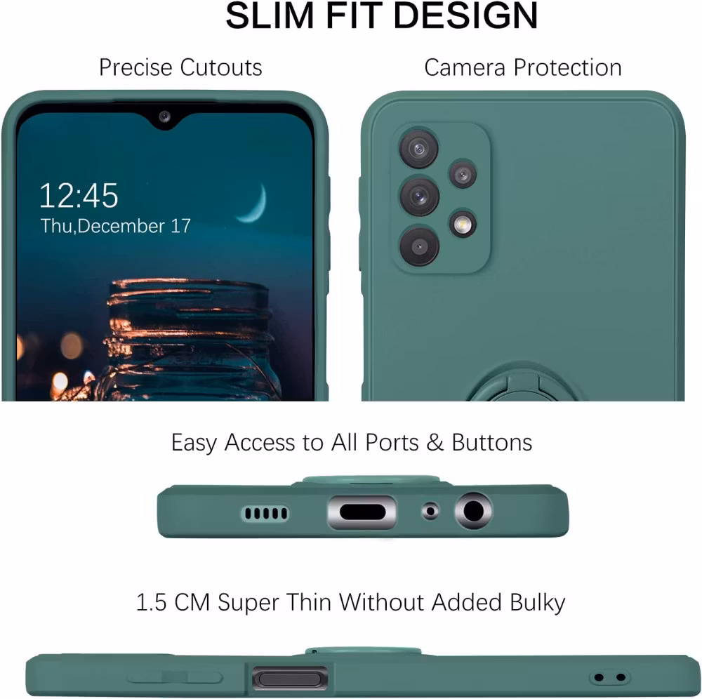 Samsung A52/A52s - Stöttåligt Skal med Ringhållare CamShield Grön