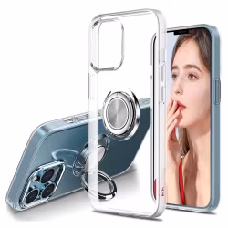 iPhone 14 Pro - Skal Transparent Silikon Ringhållare Solid®