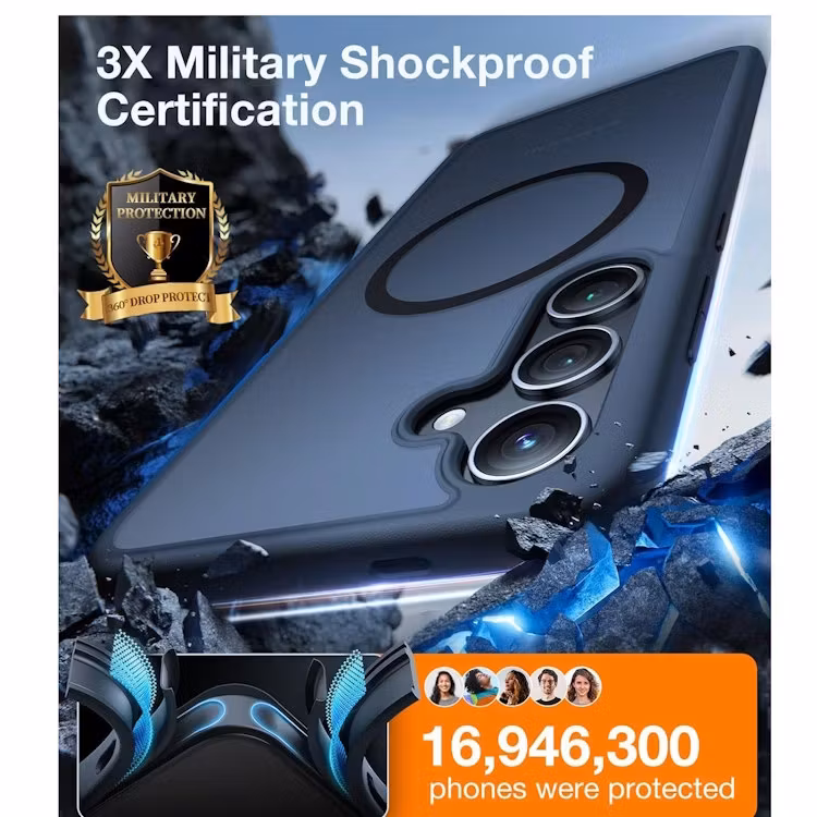 Samsung S23 - Skal MagSafe Stötdämpande Frostad Matt Svart