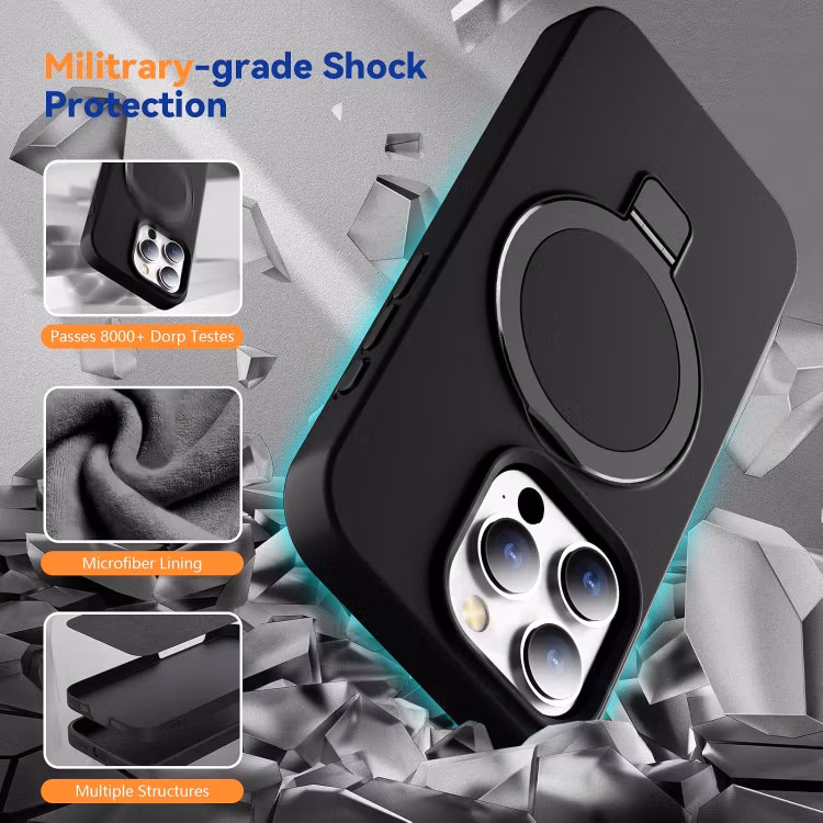 iPhone 12/12 Pro - Magsafe Silikon Skal Kickstand Svart