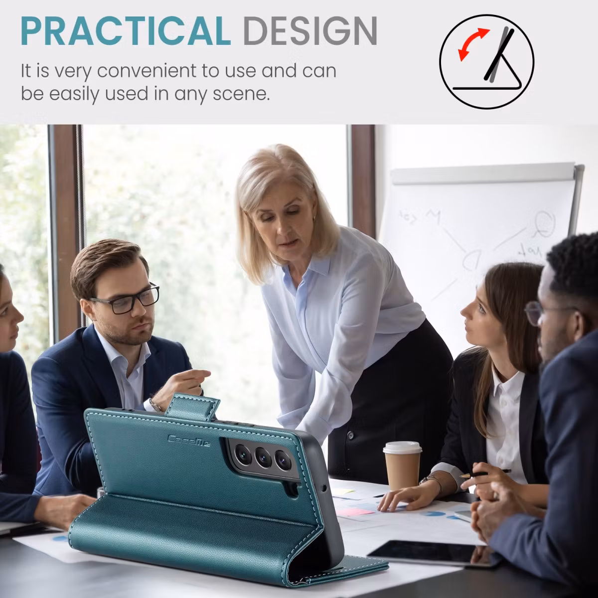 Samsung S24 - Fodral Premium Läder RFID Skyddat CaseMe® Grön