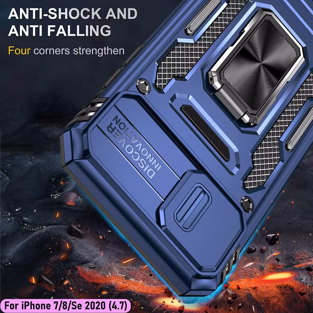 iPhone 7/8/SE - Skal Kameraskydd Stöttåligt Ringhållare Blå