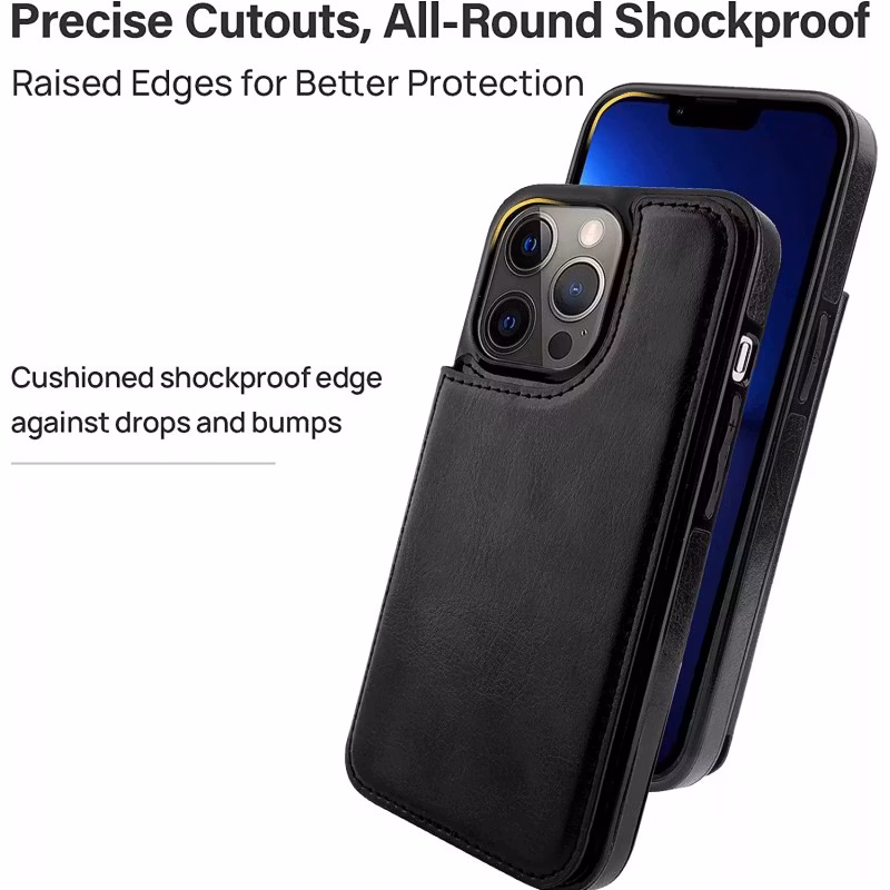 iPhone 14 Pro Max - Läderskal med kortfack Nordic® Svart