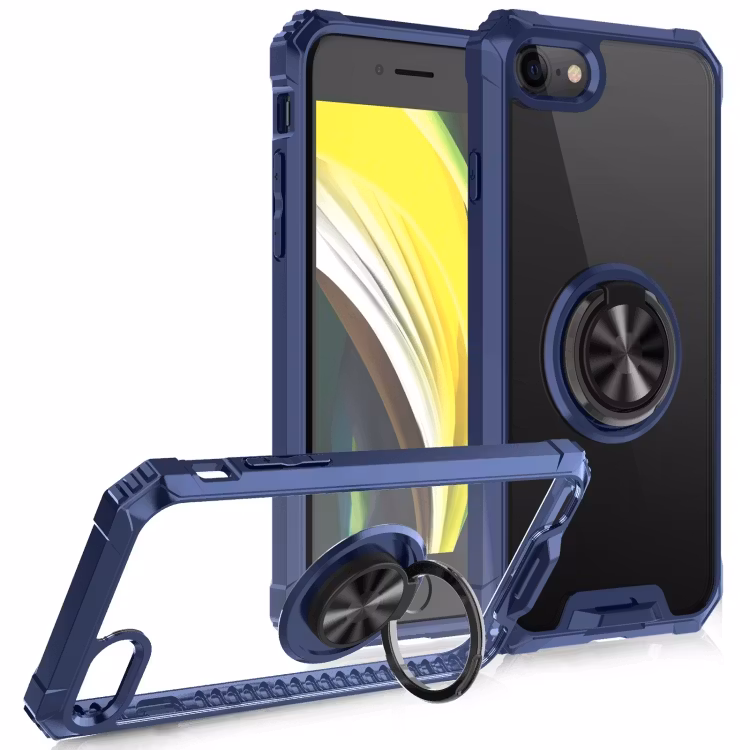 iPhone 7/8/SE - Stöttåligt Skal med Magnetisk ring Extra Förstärkt Blå