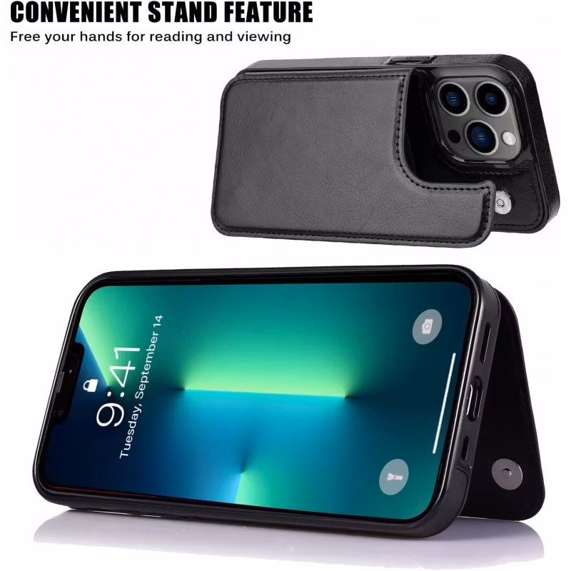 iPhone 14 Pro Max - Läderskal med kortfack Nordic® Svart