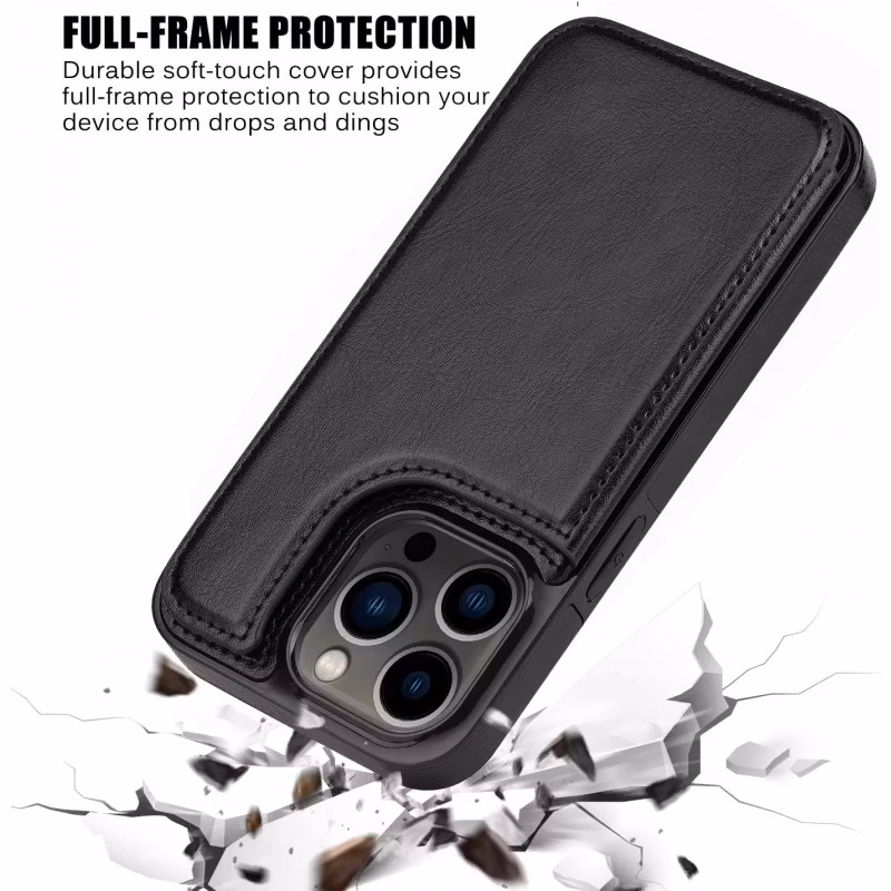 iPhone 14 Pro Max - Läderskal med kortfack Nordic® Svart