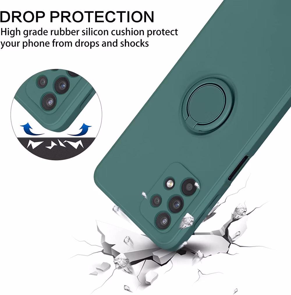 Samsung A52/A52s - Stöttåligt Skal med Ringhållare CamShield Grön