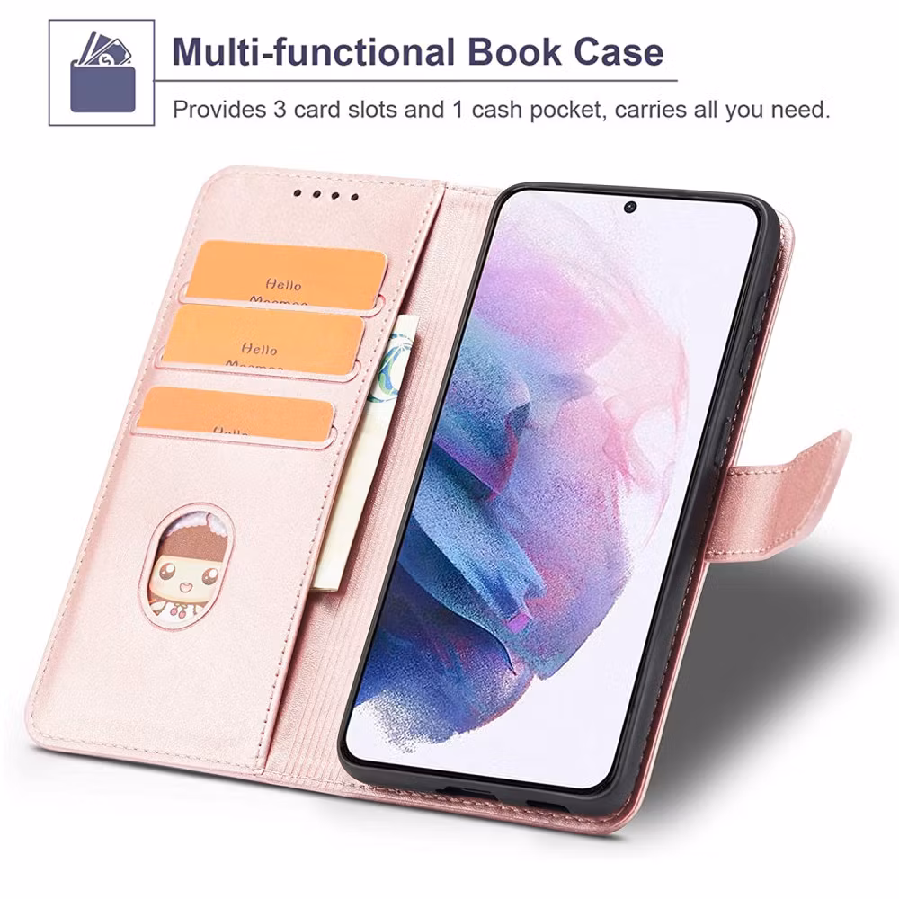 Galaxy S21 - Klassiskt Läder Fodral Nordic® Roséguld