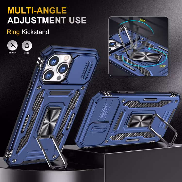 iPhone 14 Pro Max - Skal CamShield / Kameraskydd Ringhållare Blå