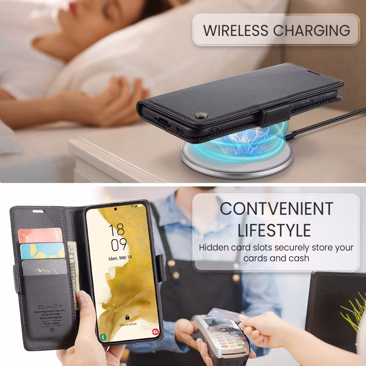 Samsung S22 - Fodral 4-FACK Premium CaseMe® Svart