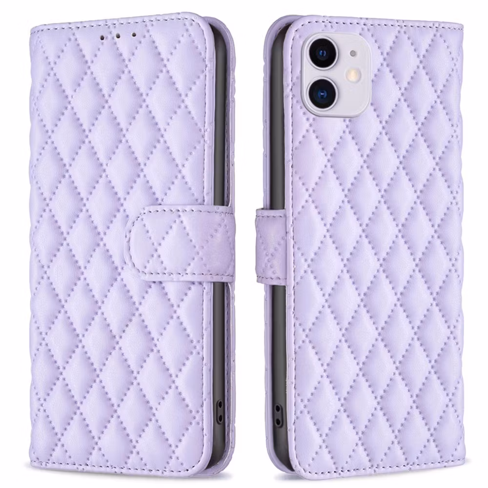 iPhone 11 - Praktiskt Läder Fodral 4-FACK Quilted Lila