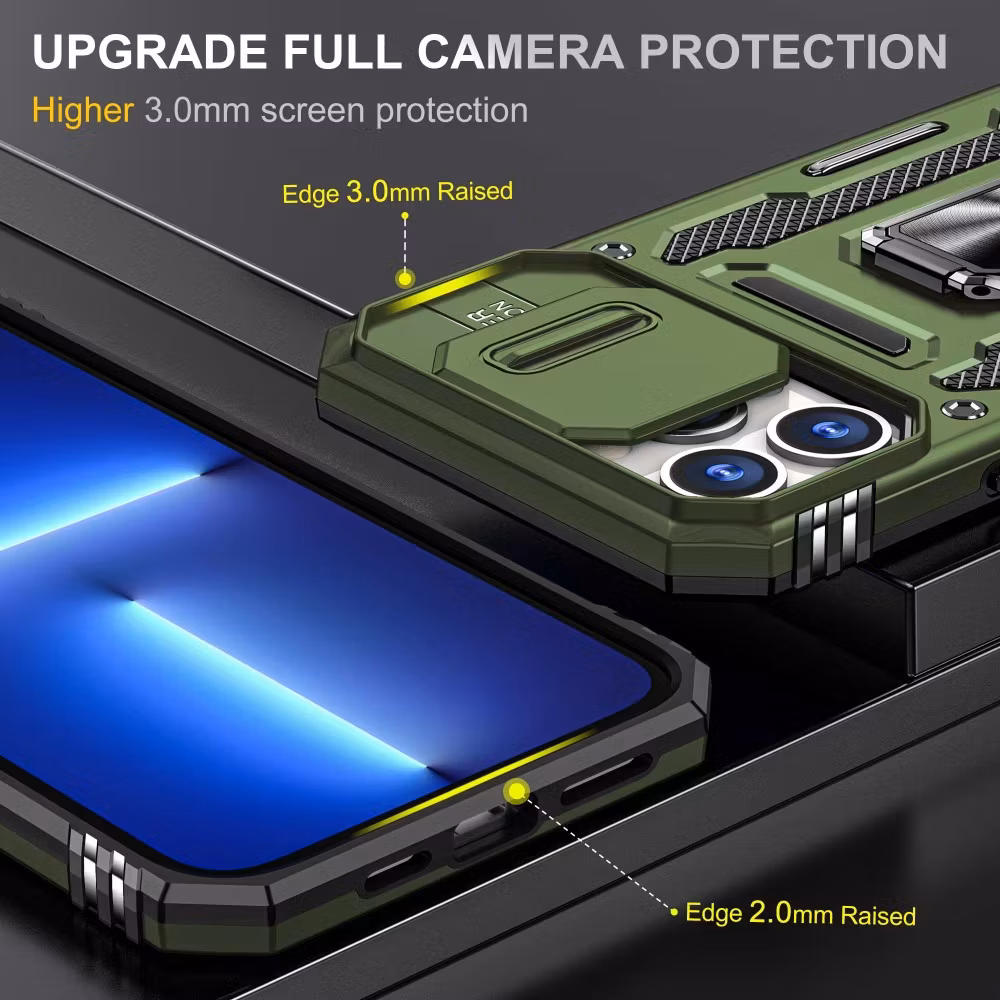 iPhone 14 Pro - Skal Stöttåligt Hybrid Kameraskydd Ringhållare Grön