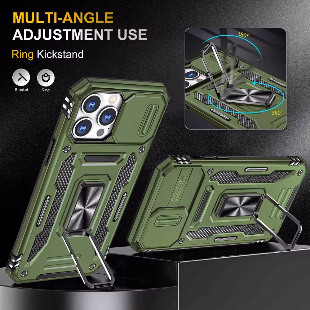 iPhone 14 Pro - Skal Stöttåligt Hybrid Kameraskydd Ringhållare Grön