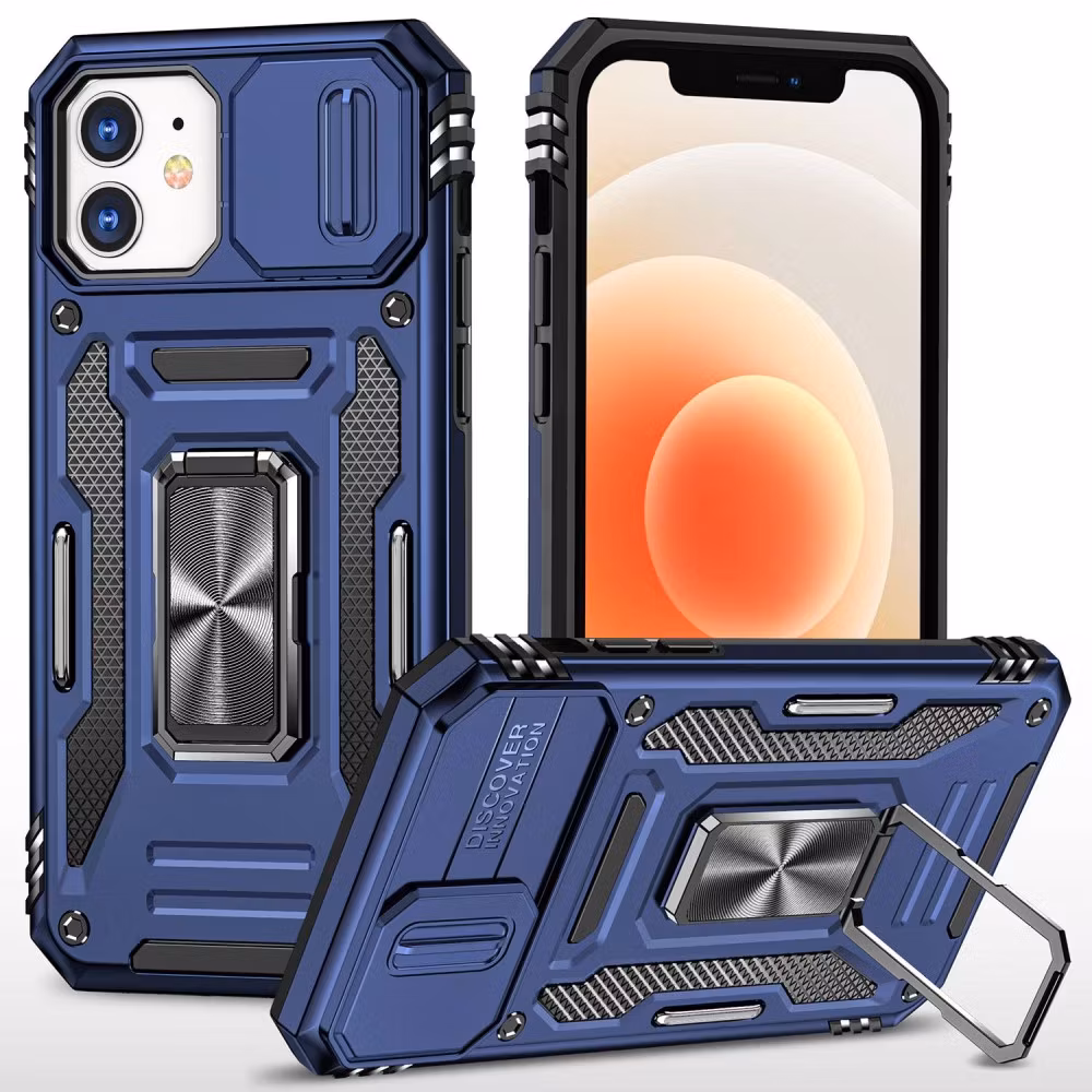 iPhone 12/12 Pro - Skal CamShield / Kameraskydd Ringhållare Blå