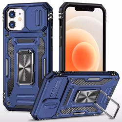 iPhone 12/12 Pro - Skal CamShield / Kameraskydd Ringhållare Blå