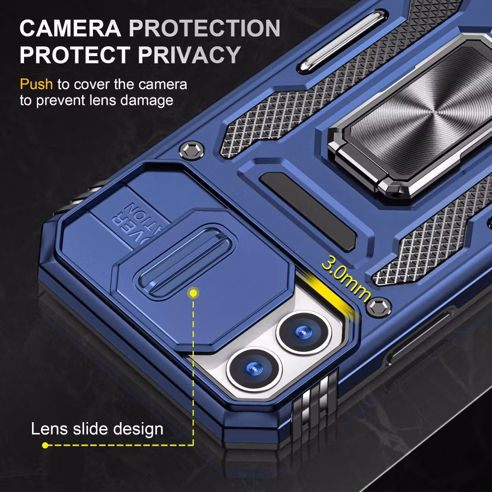 iPhone 12/12 Pro - Skal CamShield / Kameraskydd Ringhållare Blå