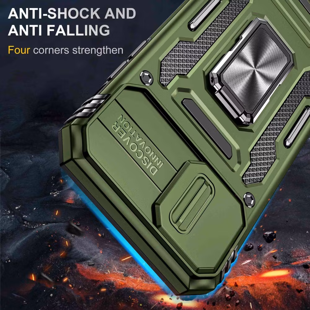 iPhone 12/12 Pro - Skal kameraskydd Stöttåligt Hybrid Ringhållare Grön