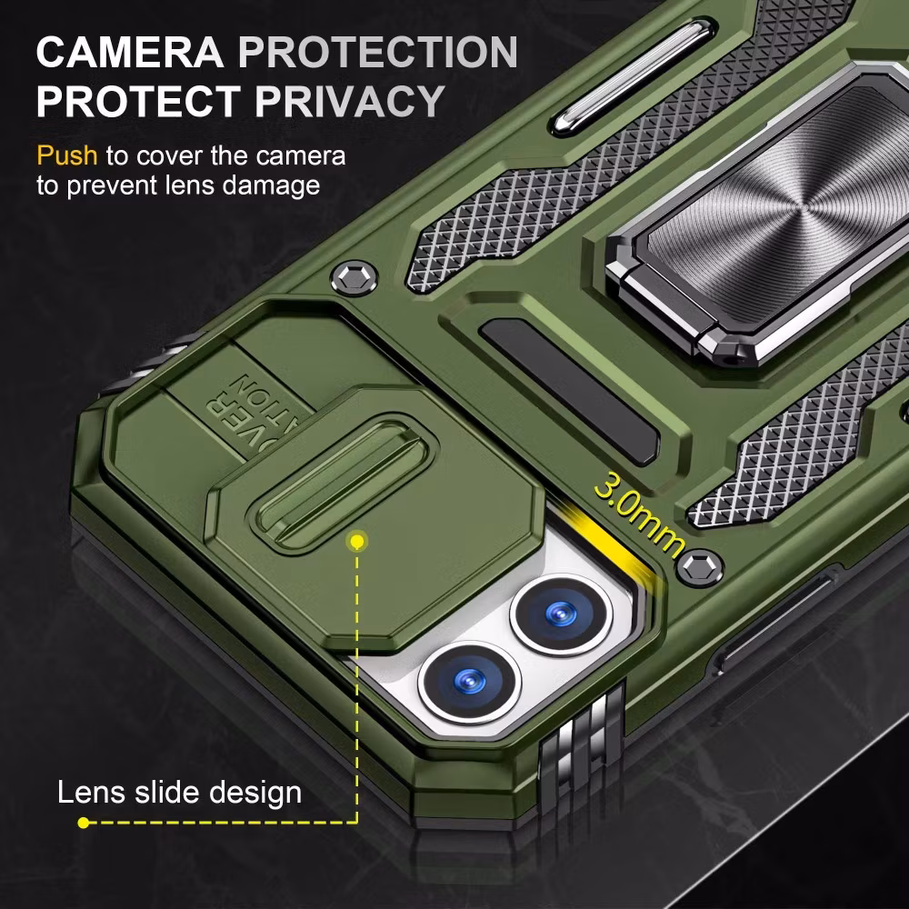 iPhone 12/12 Pro - Skal kameraskydd Stöttåligt Hybrid Ringhållare Grön