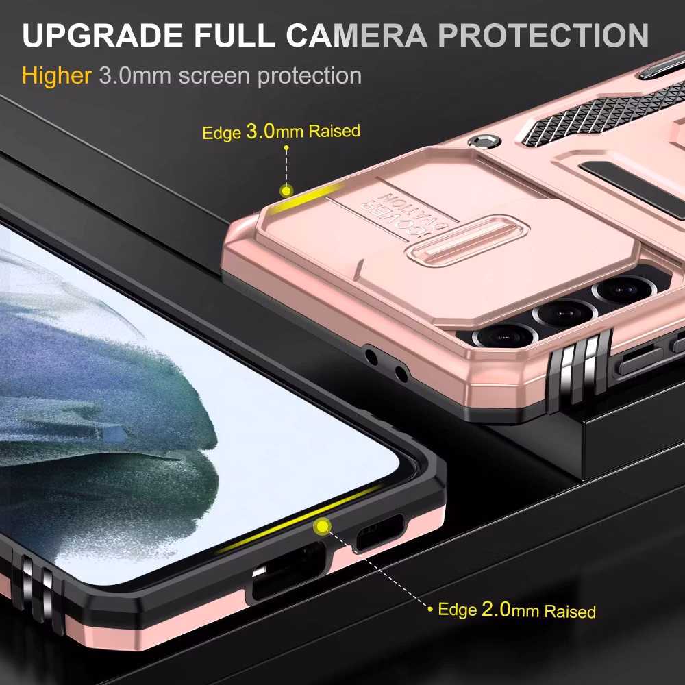 Samsung S21 FE - Skal CamShield / Kameraskydd Ringhållare Roséguld