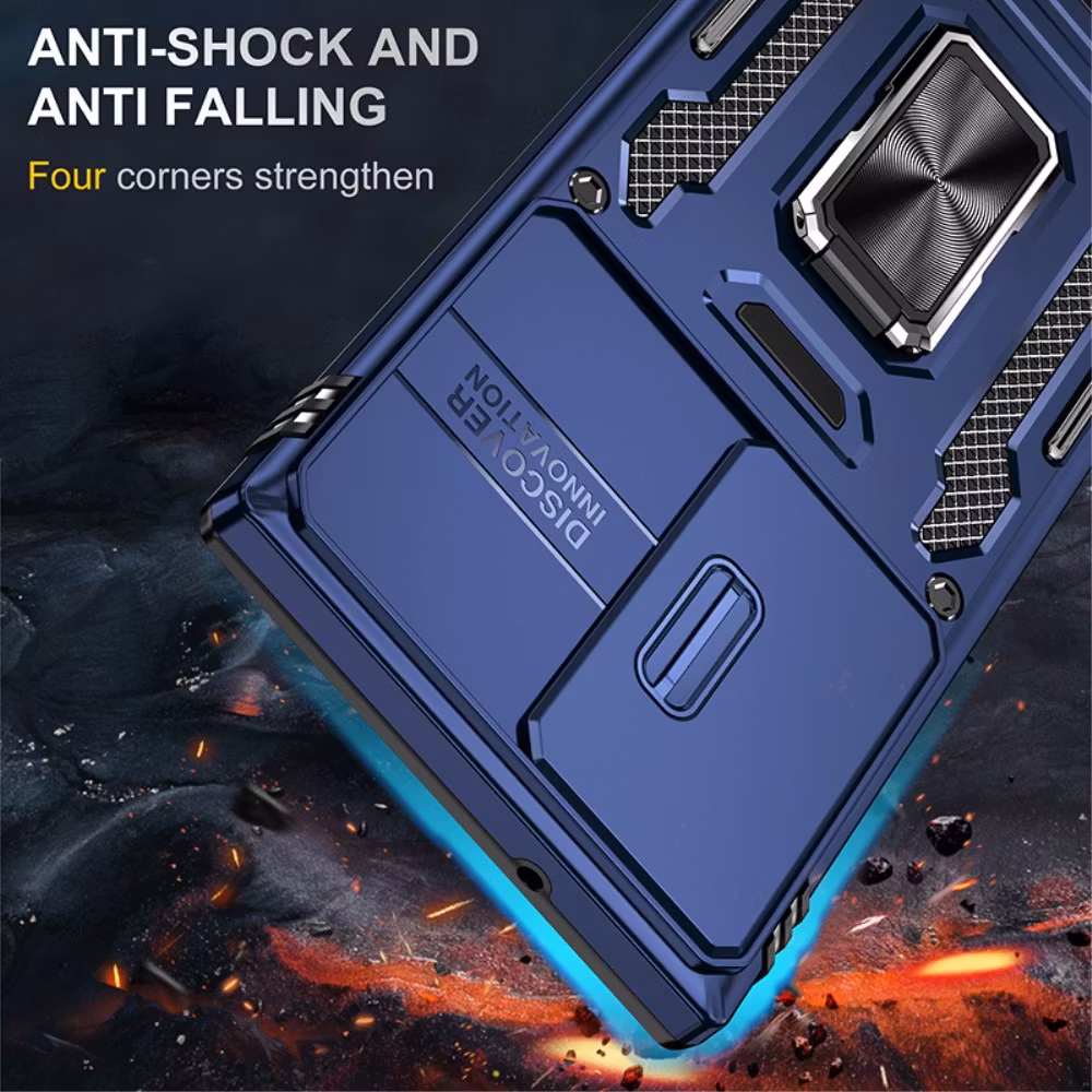 Samsung S23 Ultra - Skal CamShield / Kameraskydd Kickstand Blå