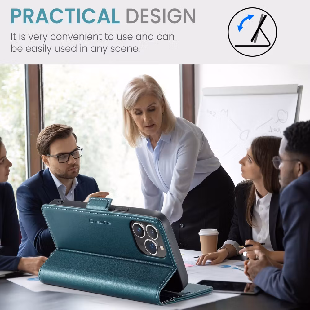 iPhone 14 Pro - Fodral Premium Läder RFID Skyddat CaseMe® Grön