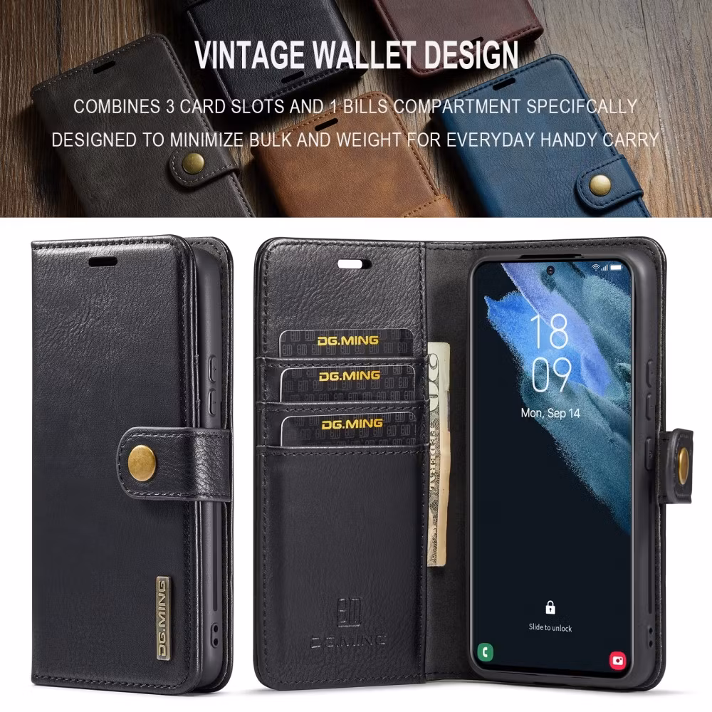 Samsung S24 - DG.MING® 2in1 Magnet Läder Fodral Svart