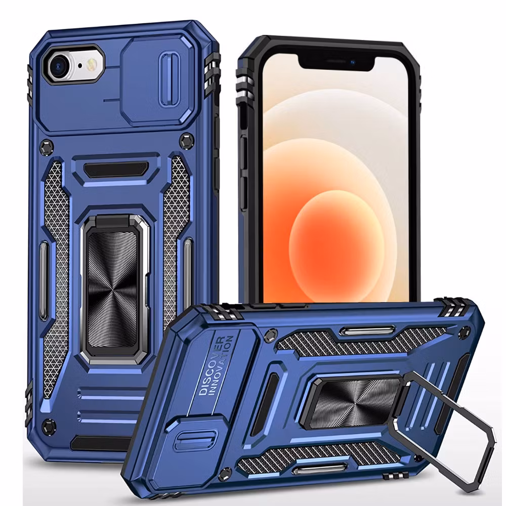 iPhone 7/8/SE - Skal Kameraskydd Stöttåligt Ringhållare Blå