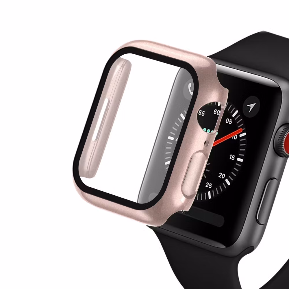 Heltäckande Skal Härdat Glas Apple Watch 38/40/42/44 mm Roséguld