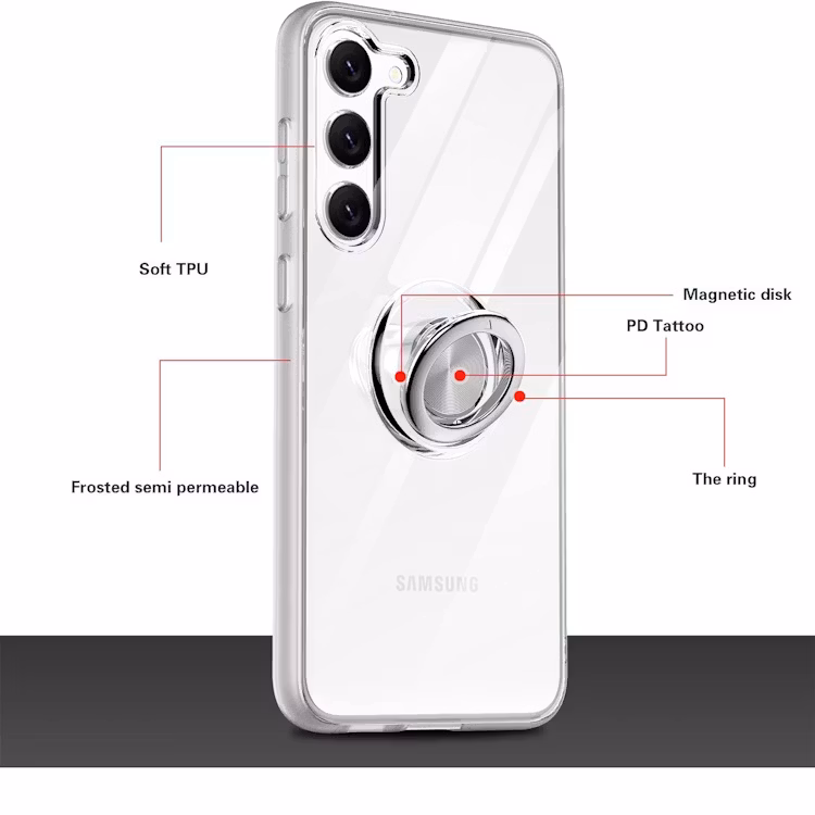 Samsung S22 - Stötdämpande Transparent Silikonskal Ringhållare Solid®
