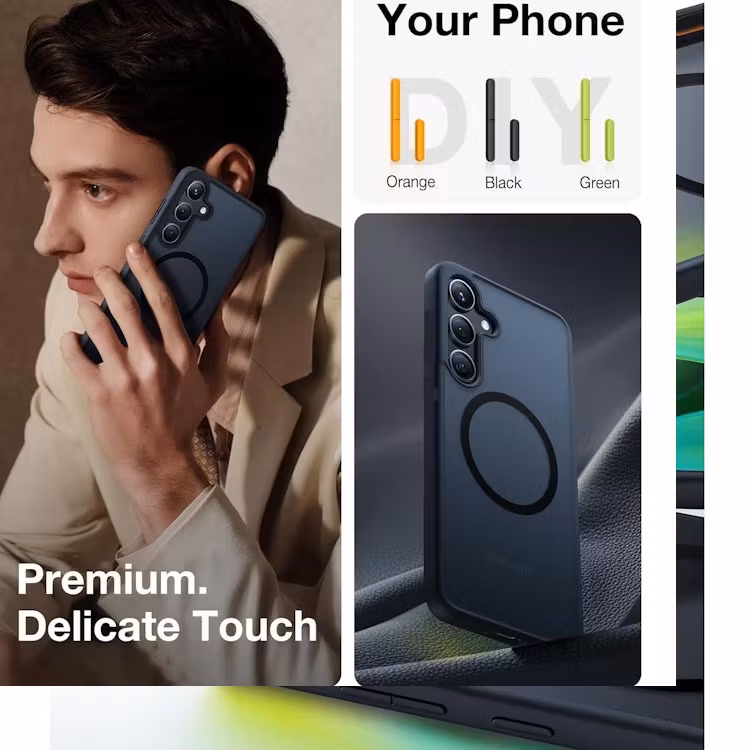 Samsung S23 - Skal MagSafe Stötdämpande Frostad Matt Svart