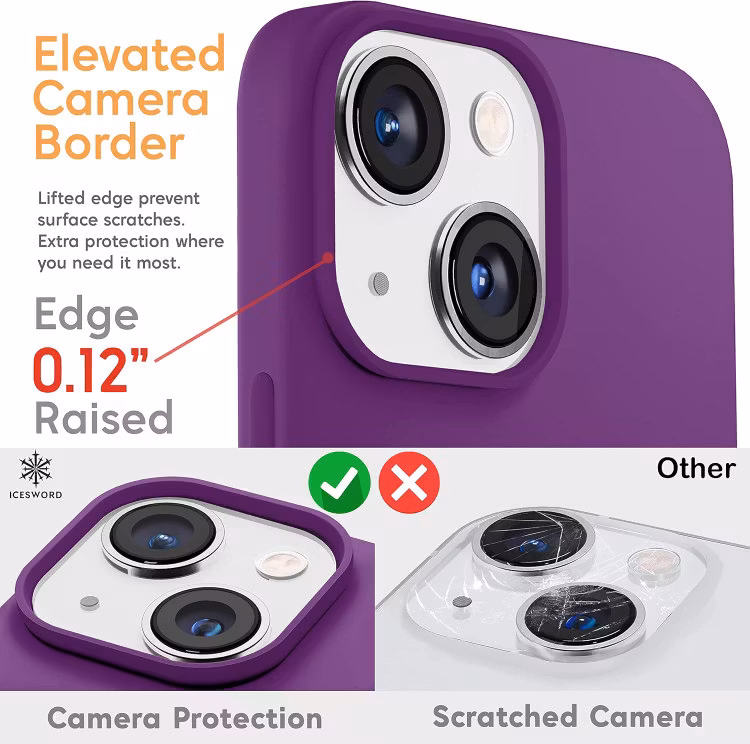 iPhone 14 - Gummibelagt Stöttåligt Silikon Skal Mörk Lila