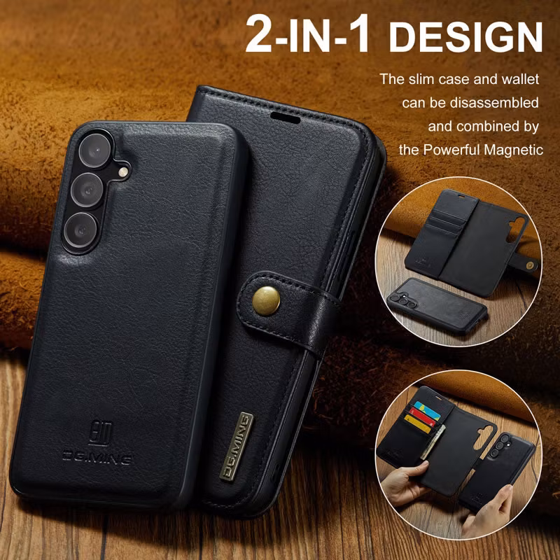 Samsung S24 - DG.MING® 2in1 Magnet Läder Fodral Svart