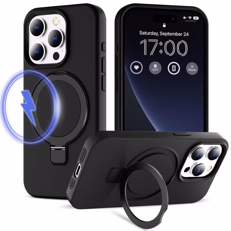 iPhone 12/12 Pro - Magsafe Silikon Skal Kickstand Svart