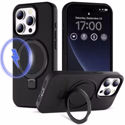 iPhone 12/12 Pro - Magsafe Silikon Skal Kickstand Svart