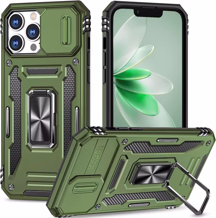 iPhone 14 Pro Max - Skal CamShield / Kameraskydd Ringhållare Grön