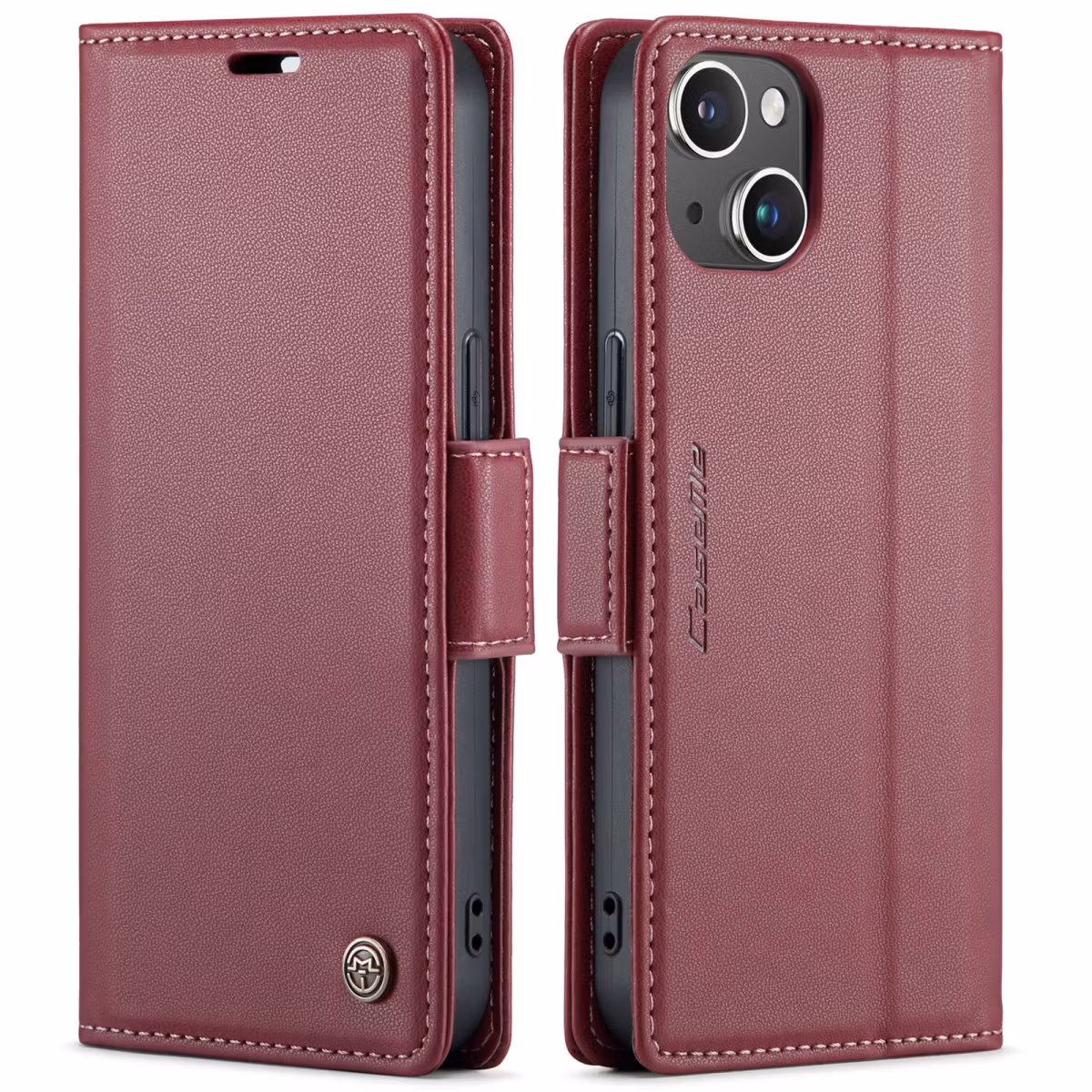 iPhone 13 - Fodral Premium Läder RFID Skyddat CaseMe® Röd