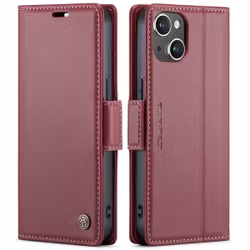iPhone 13 - Fodral Premium Läder RFID Skyddat CaseMe® Röd