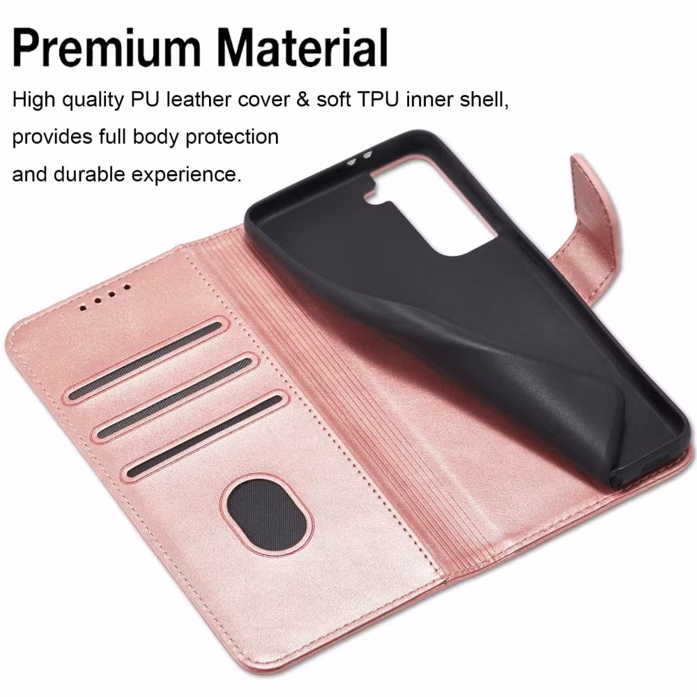 Galaxy S21 - Klassiskt Läder Fodral Nordic® Roséguld