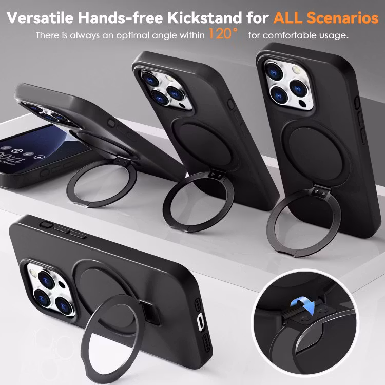 iPhone 12/12 Pro - Magsafe Silikon Skal Kickstand Svart