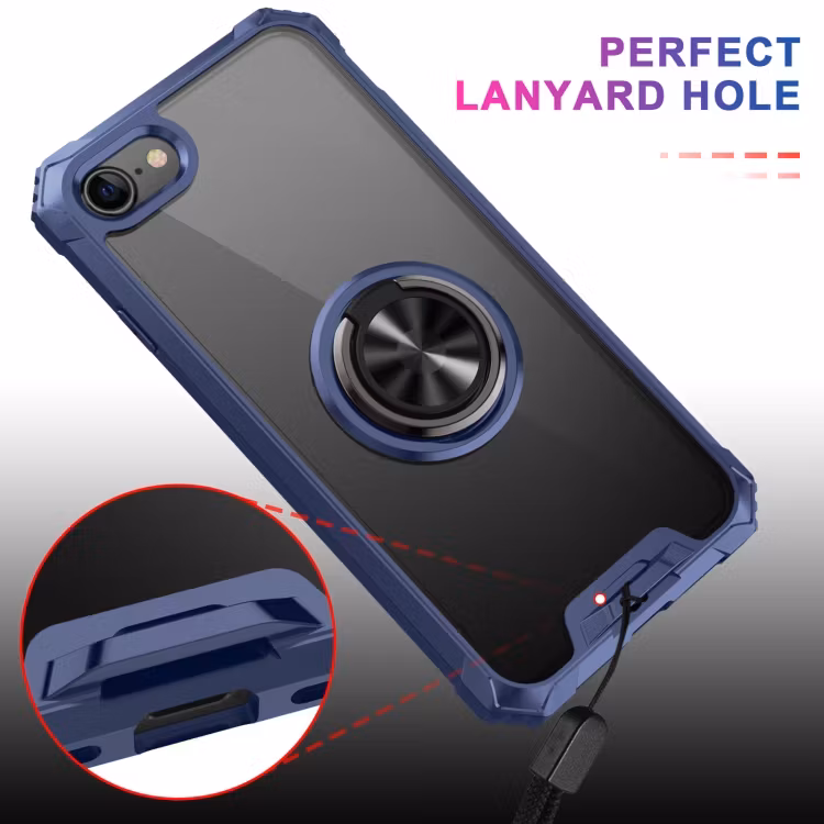 iPhone 7/8/SE - Stöttåligt Skal med Magnetisk ring Extra Förstärkt Blå